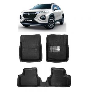 4.5D Car Floor Foot Tray Mats for Fronx  - Black